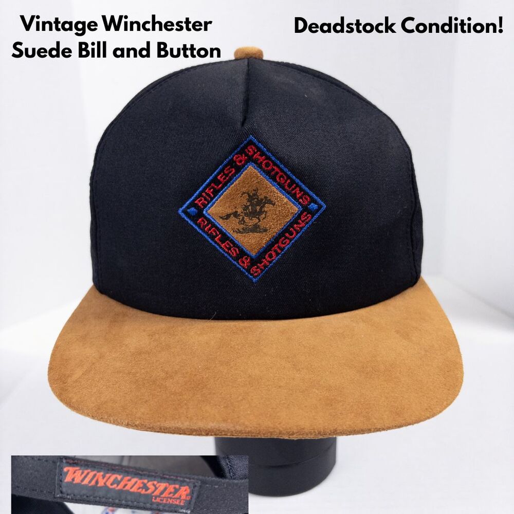 Vintage Winchester K-Products Hat Rifles Shotguns‎ Suede Bill USA Deadstock NWoT